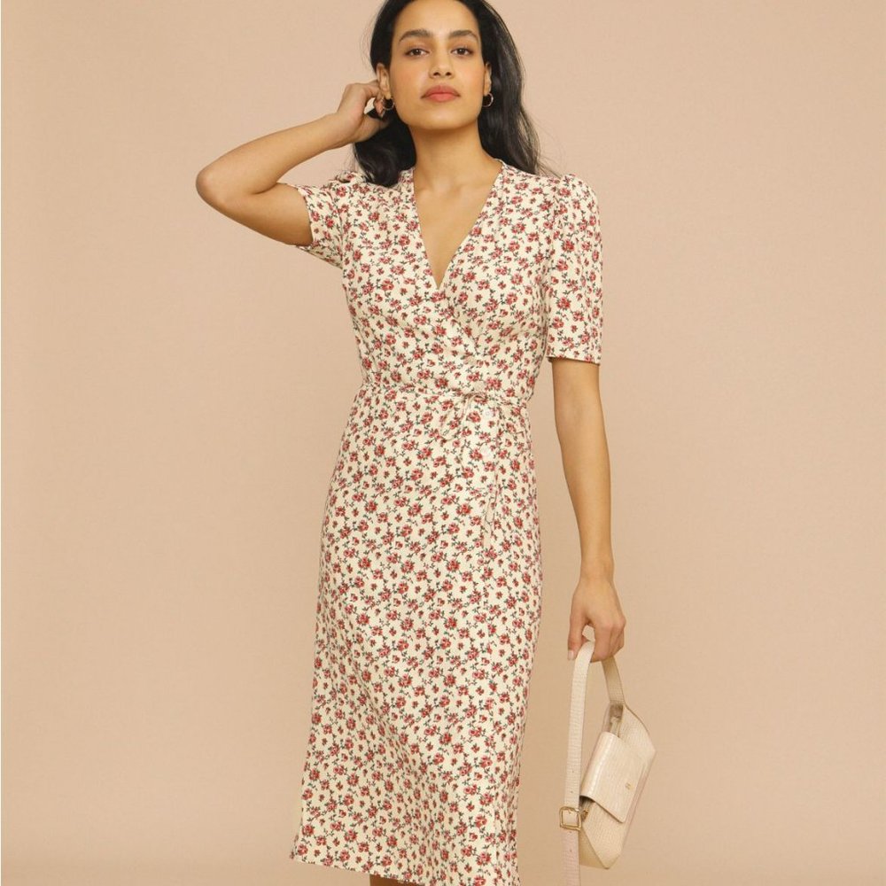 Rouje Floral Maxi Dress in Cream and Red